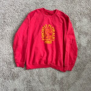 LONELY GHOST Red Crewneck Sweater Vibrant Design